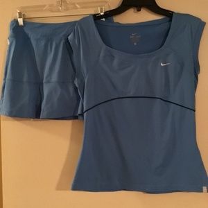 Nike matching blue tennis skirt and top